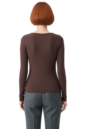 Kadın Fitted Vücuda Oturan Esnek Örme Bluz Havuz Yaka Standart Kol Çıtçıt Detaylı Kışlık Casual