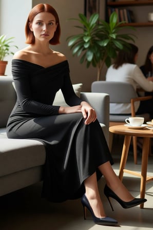Kadın Carmen Yaka Uzun Kol A Line Örme Sandy Kumaş Maxi Abiye Elbise Büzgü Detaylı Zarif Gece.
