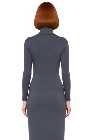 Kadın Fitted Balıkçı Yaka Uzun Kollu Basic Siluet Esnek Örme Bluz Cool & Comfort Tarzıyla Günlük