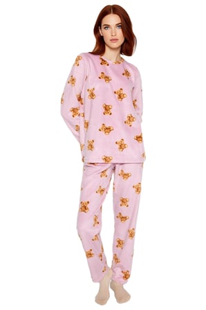 Kadın Ayıcık Desenli Polar Pijama Takımı Fonksiyonel Dayanıklı Kaliteli Konforlu Estetik Şık