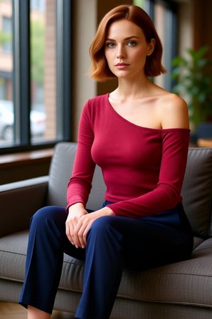 Kadın Asimetrik Yaka Düşük Kol Fitted Örme Bluz Uzun Kollu Crop Kesim Cool Comfort Tarzı İlkbahar