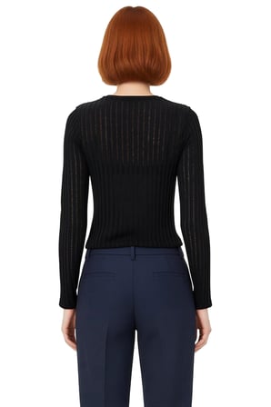 Kadın Fitted Bisiklet Yaka Uzun Kollu Triko Görünümlü Örme Bluz Günlük Kullanım İçin Cool Ve Comfort