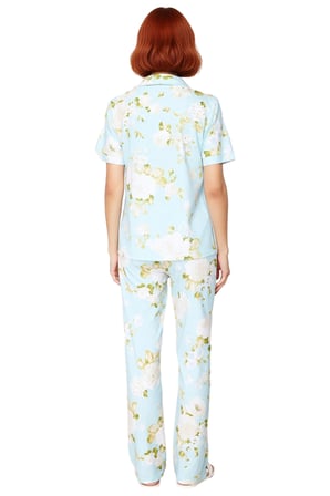 Kadın Pamuklu Çiçek Desenli Pijama Takımı Rahat Kalıp Uzun Paça Modern Stil Kaliteli İşçilik