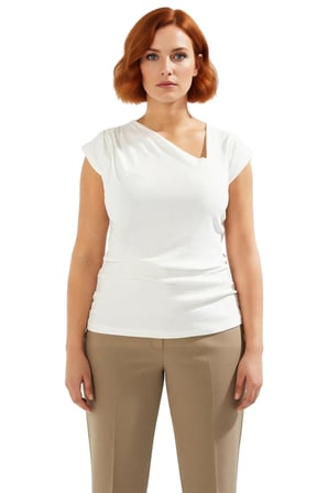 Asimetrik Yaka %100 Pamuk Örme Bluz Modern Kadın Şık ve Rahat Bir Seçenek Kaliteli