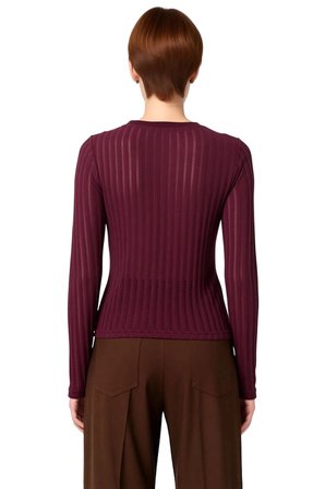 Kadın Fitted Bisiklet Yaka Uzun Kollu Triko Görünümlü Örme Bluz Günlük Kullanım İçin Cool Ve Comfort