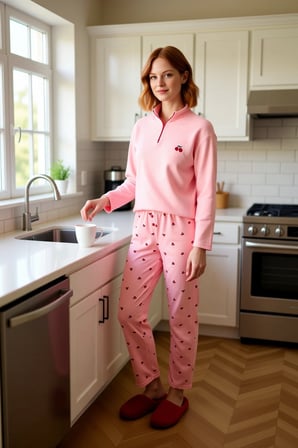 Kadın Kiraz Desenli Waffle Fermuarlı Pijama Takımı Fonksiyonel Dayanıklı Kaliteli Konforlu