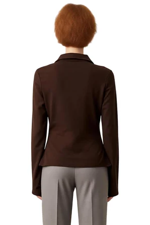 Kadın Polo Yaka Agraflı Esnek Örme Bluz Şık ve Rahat Bir Seçenek Kaliteli Şık Rahat Modern