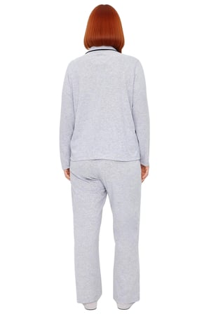Kadın Gömlek Yaka Uzun Kollu Pijama Takımı Detaylı Biye ve Cep Fonksiyonel Dayanıklı Rahat