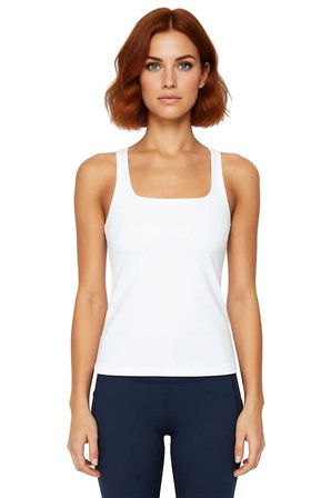 Kadın Kare Yaka Örme Spor Üst Bluz Kalın Askılı Dalgıç Kumaş Yazlık Sporwear Koleksiyonu