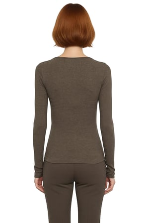 Kadın Fitted Vücuda Oturan Esnek Örme Bluz Havuz Yaka Standart Kol Çıtçıt Detaylı Kışlık Casual
