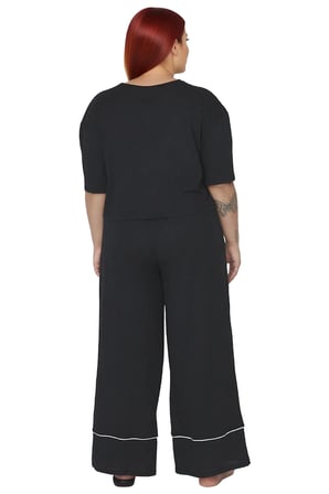 Kadin Ayicik Baskılı Wide Leg Pijama Takımı Fonksiyonel Dayanıklı Kaliteli Konforlu Modern