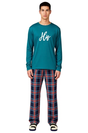 Erkek Antrasit Bisiklet Yaka Ekose Desenli Pijama Takımı Fonksiyonel Dayanıklı Kaliteli Şık