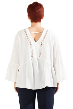 Kadın V Yaka Uzun Kollu Peplum Dokuma Bluz Rahat Kesim ve Şık Detaylar Kaliteli Şık Rahat Modern