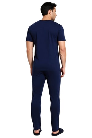Erkek Bisiklet Yaka Kısa Kol Baskılı Pijama Takımı Fonksiyonel Dayanıklı Kaliteli Konforlu