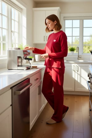 Kadın Nakışlı Bisiklet Yaka Uzun Kollu Pijama Takımı Fonksiyonel Dayanıklı Kaliteli Modern