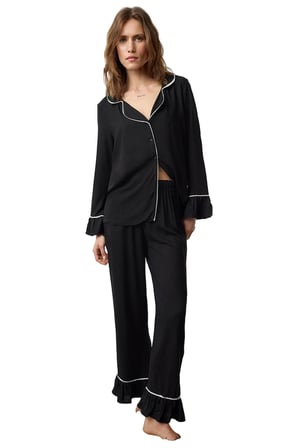 Kadın Viskon Dokuma Gömlek ve Pantolon Pijama Takımı Şık Detaylı Fonksiyonel Dayanıklı Spor