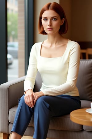 Kadın Gri Kare Yaka Fitted Uzun Kollu Pamuklu Bluz Günlük Kullanım İçin Cool & Comfort Özellikli