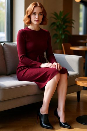 Kadın Kuşaklı Bodycon Triko Midi Elbise Bisiklet Yaka Uzun Standart Kollu Şık İlkbahar Sonbahar