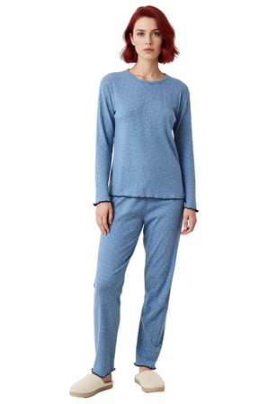Kadın Çiçekli Fitilli Pijama Takımı Fonksiyonel Dayanıklı Kaliteli Konforlu Estetik Modern
