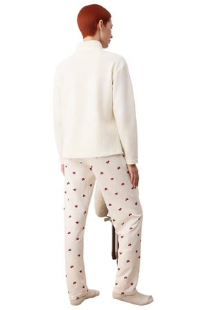 Kadın Kiraz Desenli Waffle Fermuarlı Pijama Takımı Fonksiyonel Dayanıklı Kaliteli Konforlu
