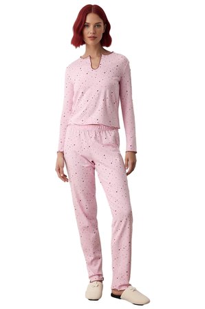 Kadın Kalp Desenli Penye Pijama Takımı Yumuşak Tuşe Fonksiyonel Dayanıklı Kaliteli Estetik