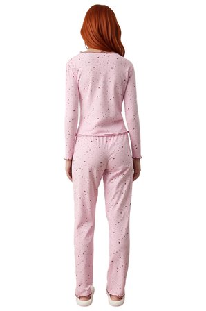 Kadın Kalp Desenli Penye Pijama Takımı Yumuşak Tuşe Fonksiyonel Dayanıklı Kaliteli Estetik