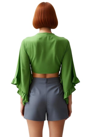Kadın V Yaka İspanyol Kol Super Crop Dokuma Beachwear Bluz İle Şık Ve Ferah Bir Yaz Kombini