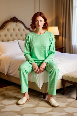 Kadın Kalp ve Puantiye Desenli Pamuklu Pijama Takımı Fonksiyonel Dayanıklı Kaliteli Modern