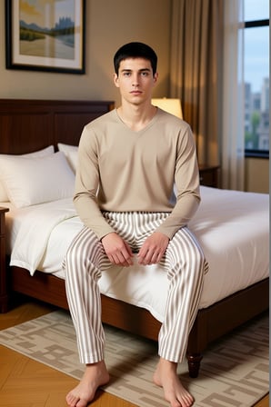 Erkek Vizon Çizgili Regular Fit Örme Pijama Takımı Fonksiyonel Dayanıklı Kaliteli Konforlu