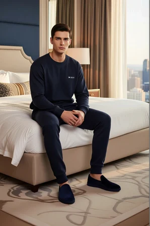 Erkek Nakışlı Bisiklet Yaka Sweatshirt ve Eşofman Altı Takımı Fonksiyonel Dayanıklı Modern