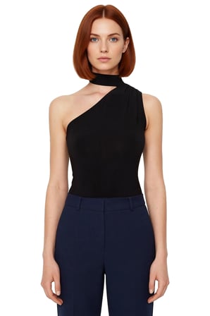 Tek Omuzlu Örme Bluz Choker Yaka Günlük Şık Tarz Özel Tasarım Rahat Ve