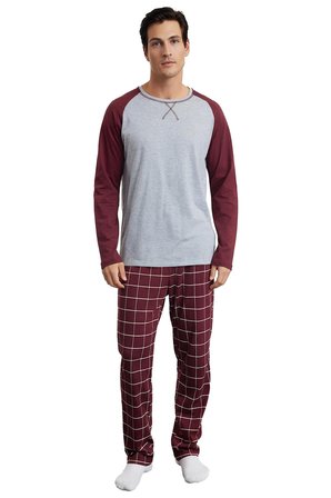Erkek Bisiklet Yaka Kareli Pijama Takımı Uzun Kollu Fonksiyonel Dayanıklı Kaliteli Estetik