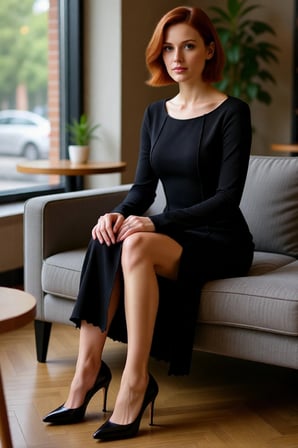 Kadın Örme Bodycon Elbise Midi Boy Kayık Yaka Uzun Kollu Yırtmaç Detaylı Günlük Şık Kombinler İçin