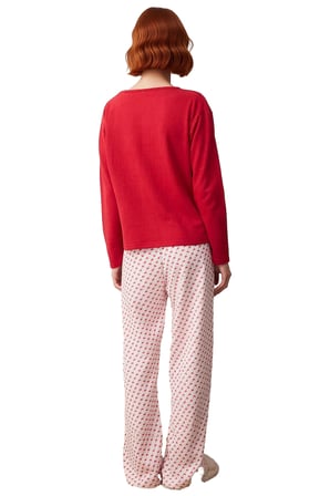 Kadın Galaksi Desenli Bisiklet Yaka Uzun Kollu Pijama Takımı Fonksiyonel Dayanıklı Estetik