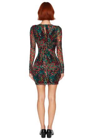 Kadın Bodycon Uzun Kollu V Yaka Büzgü Detaylı Astarlı Örme Mini Elbise Şık Ve Modern Tarzı