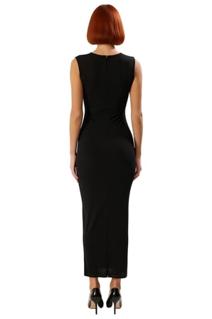 Kadın Bodycon Kesim Kolsuz Maxi Elbise Şık Cut Out Detaylı Örme Sandy Dokulu Tasarım Kaliteli