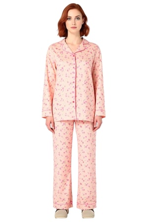 Kadın Çiçekli Gömlek Yaka Uzun Kollu Pijama Takımı Fonksiyonel Dayanıklı Kaliteli Konforlu