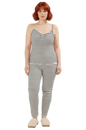 Kadın Çizgili V Yaka Kaşkorse Pijama Takımı Fonksiyonel Dayanıklı Kaliteli Konforlu Modern
