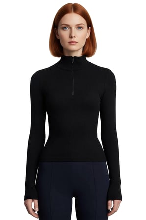 Kadın Fitted Vücuda Oturan Dik Yaka Fermuarlı Uzun Kol Esnek Örme Bluz Modern Cool & Comfort Tarzı