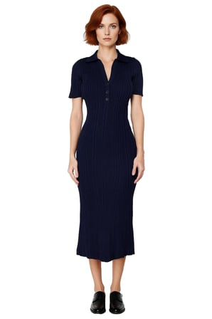 Kadın Kahverengi Bodycon Maxi Polo Yaka Standart Kısa Kollu Triko Elbise Günlük Şık Rahat İlkbahar