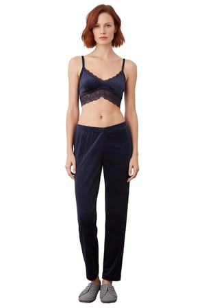 Kadife Örme Pijama Takımı Dantel Detaylı Kadın Giyim Fonksiyonel Dayanıklı Kaliteli Modern