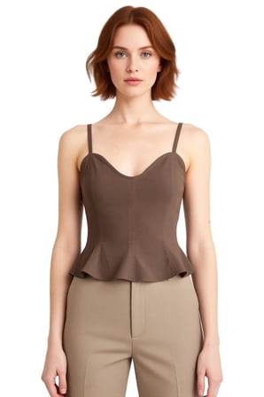 Kadın Gabardin Peplum Bluz Kalp Yaka Kalın Askılı Fitted Kesim Günlük Şıklık Kaliteli Şık Rahat