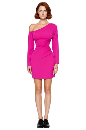 Kadınlar İçin Bodycon Asimetrik Yaka Drape Detaylı Uzun Kollu Kısa Şık Kokteyl Elbisesi Kaliteli