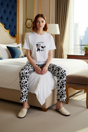 Kadın Hayvan Desenli Pamuklu Pijama Takımı Fonksiyonel Dayanıklı Kaliteli Konforlu Estetik