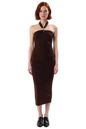 Kadınlara Özel Aksesuar Detaylı Bodycon Maxi Elbise Gece Şıklığınızı Tamamlar İddialı Bir Seçim