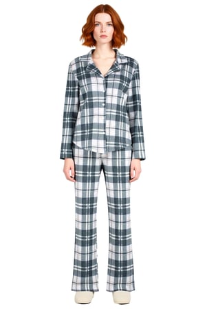Kadın Ekose Desenli Gömlek Yaka Pijama Takımı Fonksiyonel Dayanıklı Kaliteli Konforlu Spor