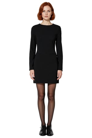 Kadın Bodycon Kesim Cep Detaylı Dokuma Mini Elbise Uzun Kollu Şık ve Modern Kışlık Tasarım