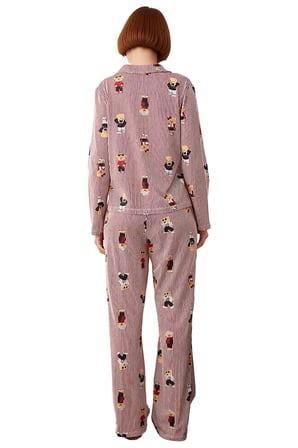 Kadın Ayıcık Desenli Gömlek Yaka Pijama Takımı Fonksiyonel Dayanıklı Kaliteli Konforlu Şık