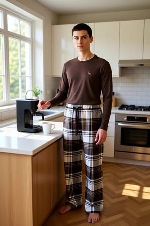 Erkek Ekose Flanel Pijama Takımı Bisiklet Yaka Fonksiyonel Dayanıklı Kaliteli Konforlu Şık