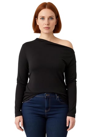 Kadın Ekru Viskon Ribana Örme Bluz Asimetrik Yaka Cool & Comfort Stiliyle İlkbahar Sonbahar Günlük